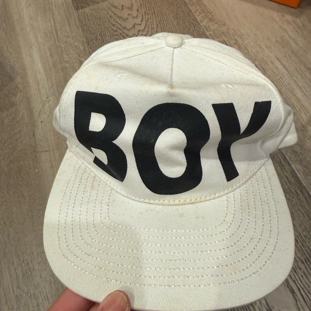 White Cap with Black Lettering